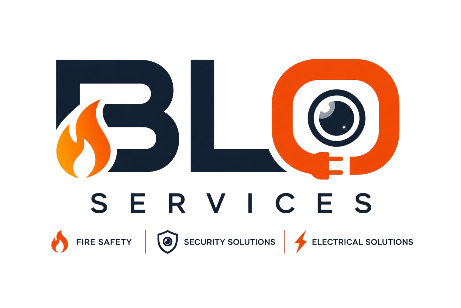 Officieel BLO Services logo voor beveiligingssystemen, brandveiligheid en elektrische oplossingen in België.