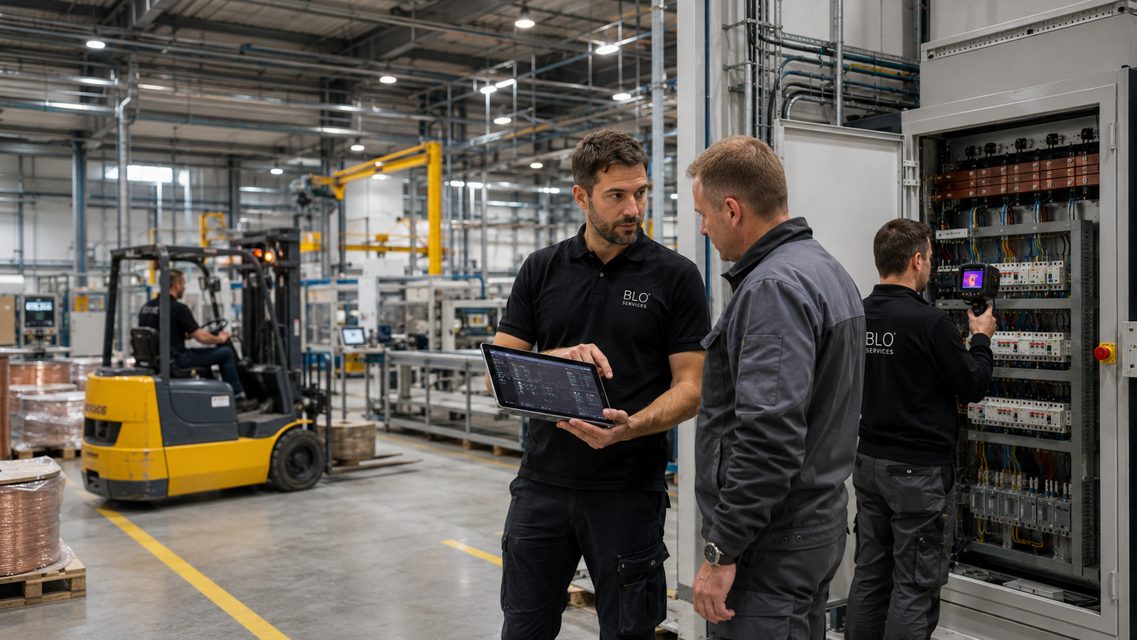 BLO Services adviseert een Belgisch productiebedrijf over professionele elektrische installaties.
