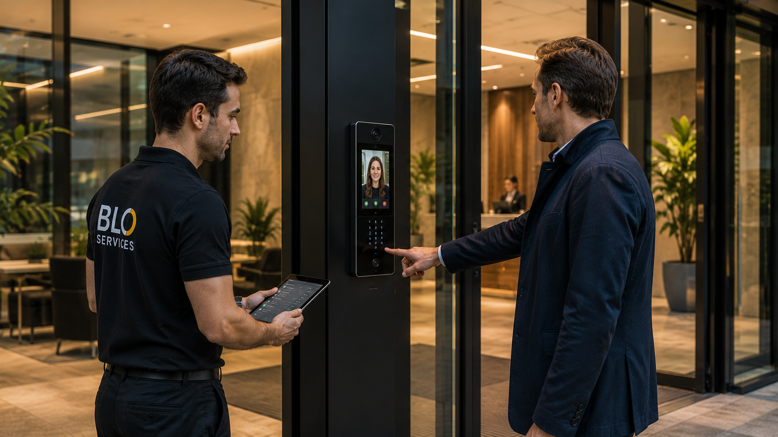 Professionele controle van een slim videofoniesysteem door BLO Services.